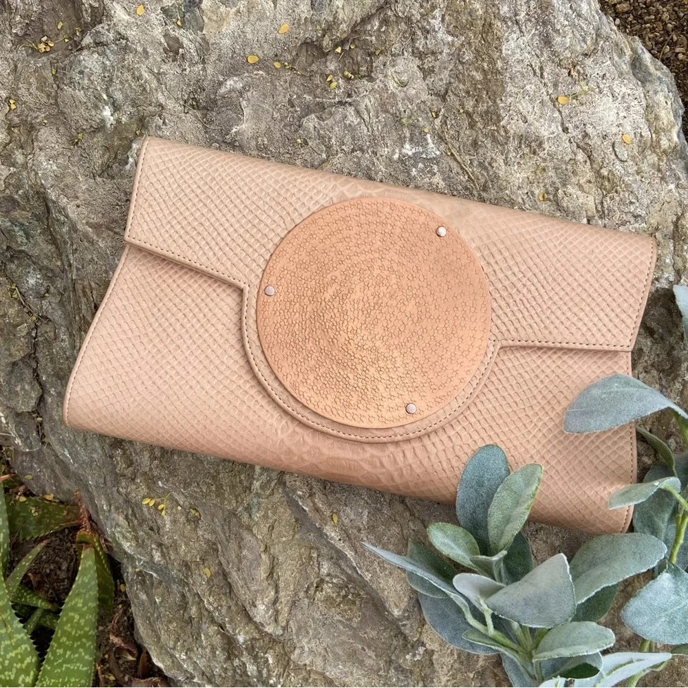 Clutch DAREEN HAKIM Bag Neutral Snake Embossed Bronze Front Plate Beautiful